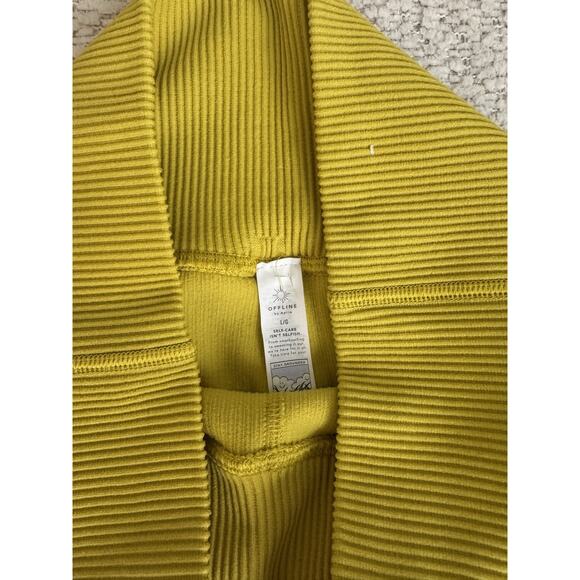 OFFLINE by Aerie Seamless One Shoulder Sports Bra Shortie Set Green Rush Large - Picture 4 of 5